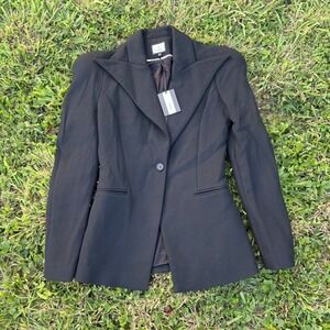 Judy Zhang Black Wool Blend Blazer Snake Embroidery Size 4 New With Tags